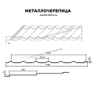 Металлочерепица МЕТАЛЛ ПРОФИЛЬ Ламонтерра-XL (PURMAN-20-8017-0.5)